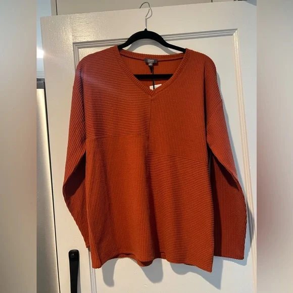 Rust Color Ribbed Tunic - Picture 1 of 7